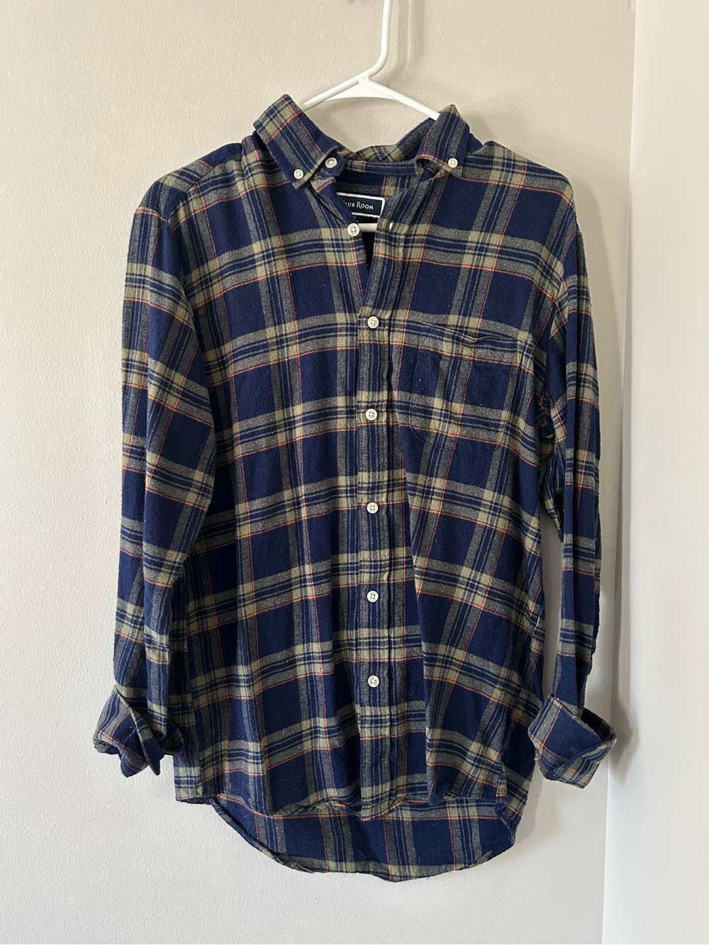 Men's Navy Plaid Button-Down Shirt